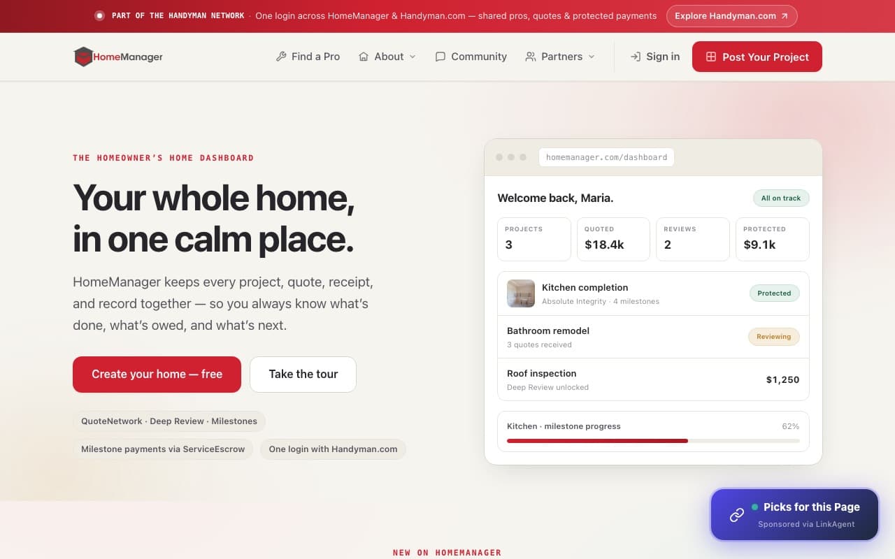 HomeManager.com home page