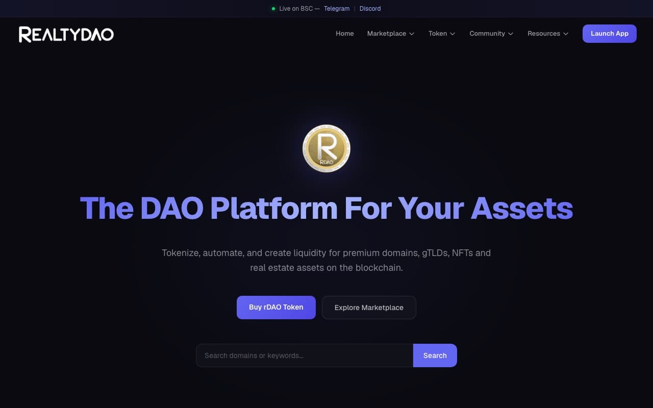 RealtyDAO.com home page